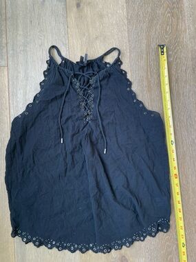 PAIGE Black Lace-Up Eyelet Halter Top size large